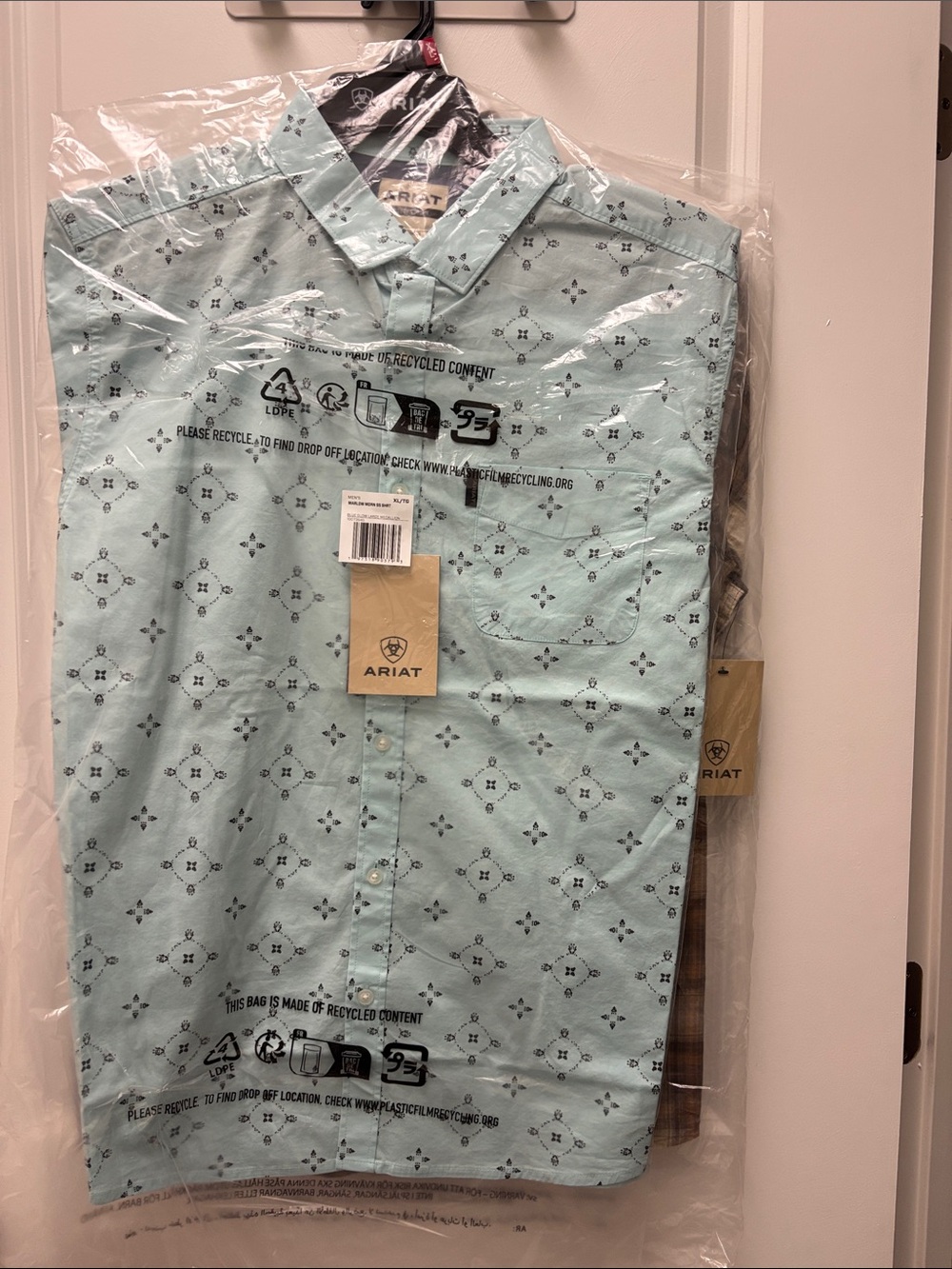 Ariat Light Mint Short Sleeve Printed Button-Down Shirt